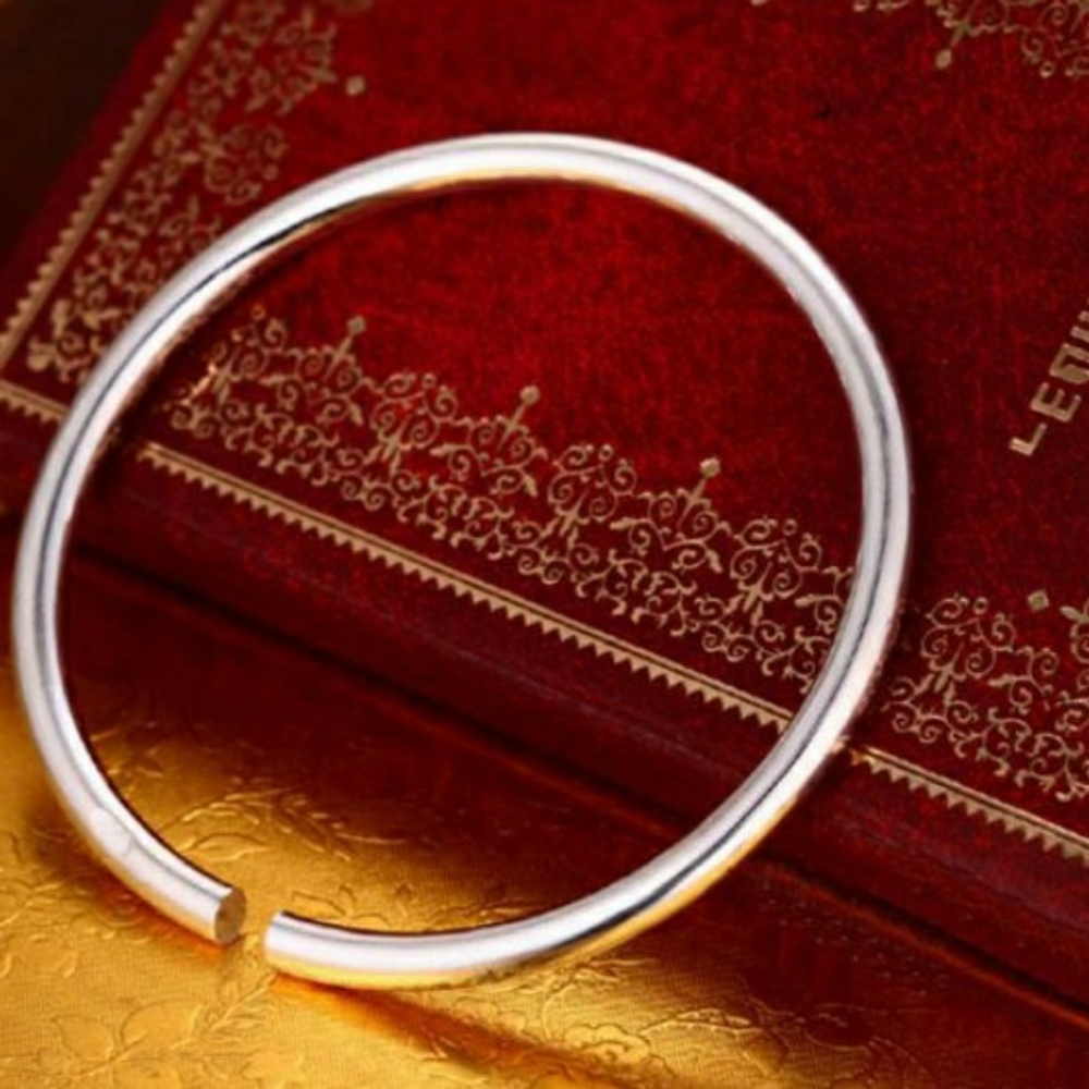 SOLD OUT RESTOCKING!! 925 Silver Smooth Cuff Bangle Bracelet - Picture 2 of 16
